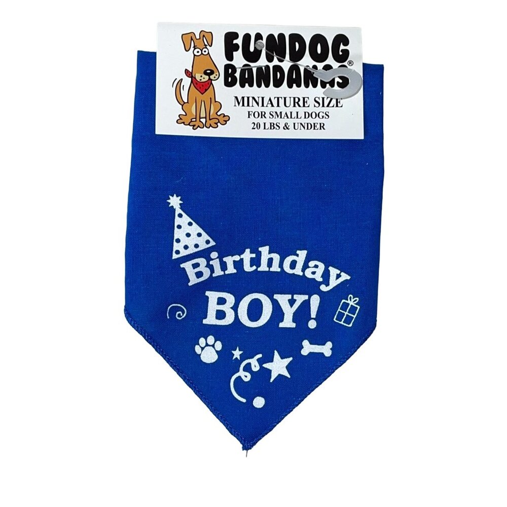 Fundog Triangle Pet Bandana Birthday Boy NEW Miniature Size 20 lbs & Under
